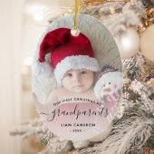 Grootouders Eerste kerstfoto Manuscript Oval Keramisch Ornament