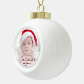 Grootouders Eerste kerstfoto Rood schrift Keramische Bal Ornament (Rechts)
