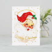 Grootouders Eerste kerstfoto Santa Merry Folie Feestdagenkaart (Staand Voorkant)