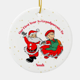 Grootouders Eerste kerstfoto Santa Merry Keramisch Ornament