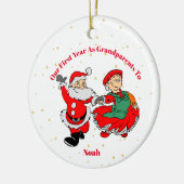Grootouders Eerste kerstfoto Santa Merry Keramisch Ornament (Links)