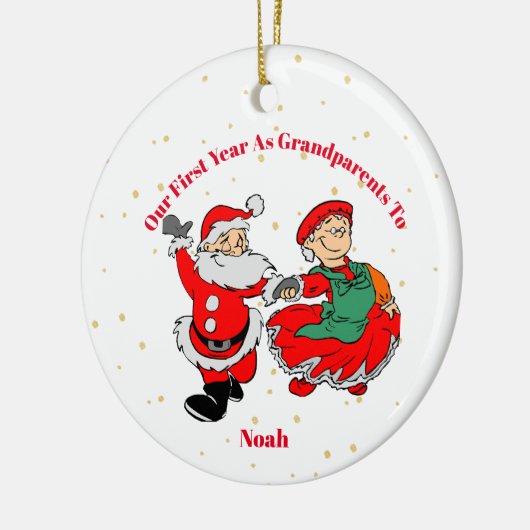 Grootouders Eerste kerstfoto Santa Merry Keramisch Ornament (Links)