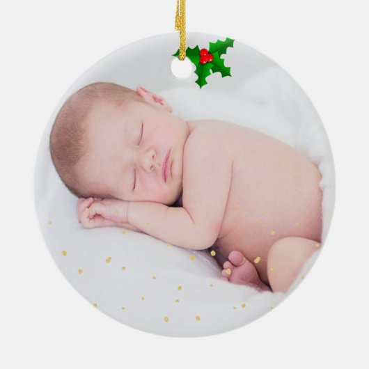 Grootouders Eerste kerstfoto Santa Merry Keramisch Ornament (Achterkant)