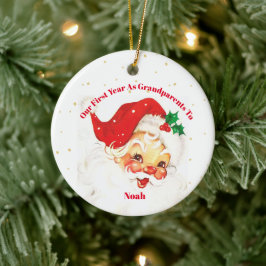 Grootouders Eerste kerstfoto Santa Merry Keramisch Ornament