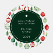 Grootouders Eerste Kerstfoto Vakantiepatroon Metalen Ornament (Achterkant)