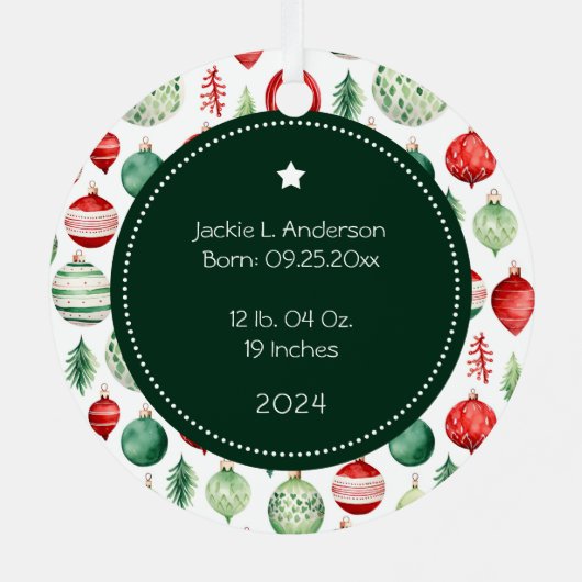 Grootouders Eerste Kerstfoto Vakantiepatroon Metalen Ornament (Achterkant)