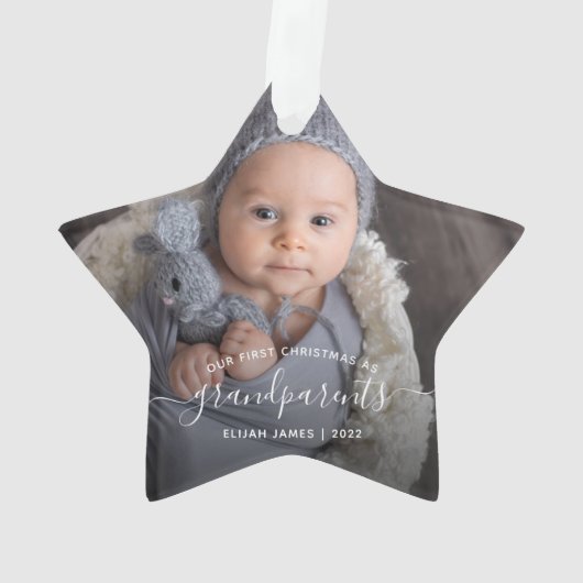 Grootouders eerste kerstfoto White Ornament (achterkant)