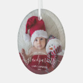Grootouders Eerste kerstfoto White script Glas Ornament (Voorkant links)