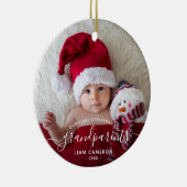 Grootouders Eerste kerstfoto White script Keramisch Ornament (Rechts)