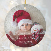 Grootouders Eerste kerstfoto White script Keramisch Ornament