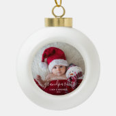 Grootouders Eerste kerstfoto White script Keramische Bal Ornament (Voorkant)