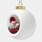 Grootouders Eerste kerstfoto White script Keramische Bal Ornament (Rechts)