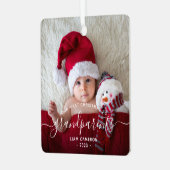 Grootouders Eerste kerstfoto White script Metalen Ornament (Voorkant links)