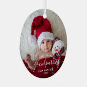 Grootouders Eerste kerstfoto White script Metalen Ornament (Voorkant Rechts)