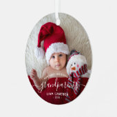 Grootouders Eerste kerstfoto White script Metalen Ornament (Voorkant links)