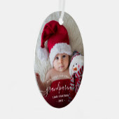 Grootouders Eerste kerstfoto White script Metalen Ornament (Voorkant Rechts)