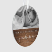 Grootouders eerste kerstfotohout ornament (voorkant)