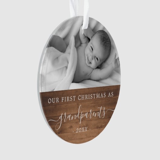 Grootouders eerste kerstfotohout ornament (voorkant)