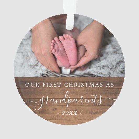 Grootouders eerste kerstfotohout ornament (achterkant)