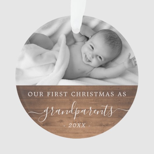 Grootouders eerste kerstfotohout ornament (voorkant)