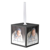 Grootouders Eerste Kerstmis 4 Foto grijs script Decoratie (Achter hoekig)