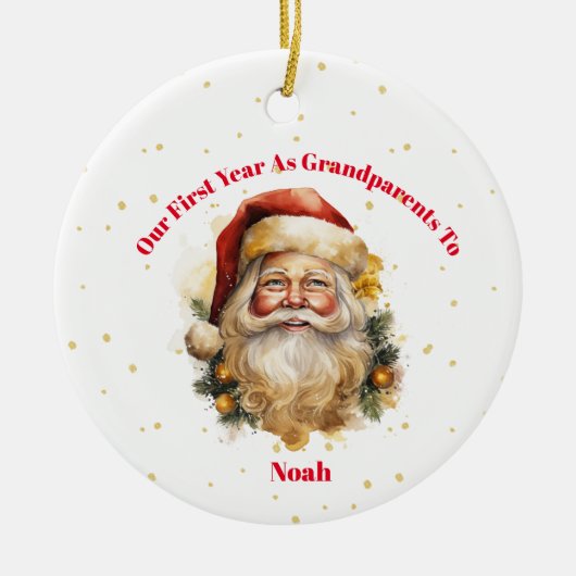 Grootouders Eerste Kerstmis Foto Kerstman Keramisch Ornament (Voorkant)