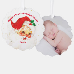 Grootouders Eerste Kerstmis Foto Kerstman Ornament Kaart