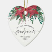Grootouders Eerste Kerstmis Foto Poinsettia Keramisch Ornament (Links)