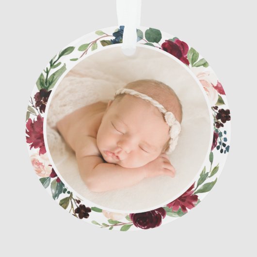 Grootouders Eerste Kerstmis Foto van Bourgogne Ornament (achterkant)