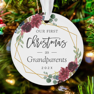 Grootouders Eerste Kerstmis Foto van Bourgogne Ornament