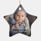 Grootouders Eerste Kerstmis Foto White Script Ce Keramisch Ornament (Voorkant)