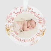 Grootouders Eerste Kerstmis Goud Blush Snowflakes Ornament (voorkant)