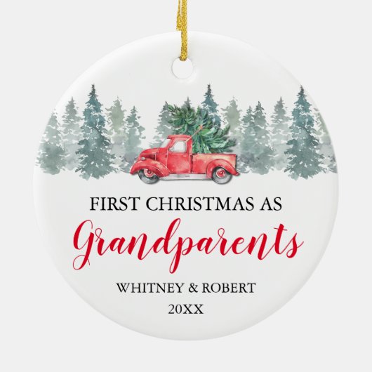 Grootouders Eerste Kerstmis Keramisch Ornament (Achterkant)