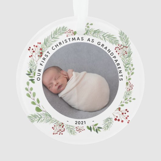 Grootouders Eerste Kerstmis met fotofloral Ornament (achterkant)
