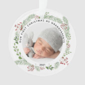 Grootouders Eerste Kerstmis met fotofloral Ornament (voorkant)