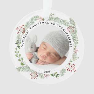 Grootouders Eerste Kerstmis met fotofloral Ornament