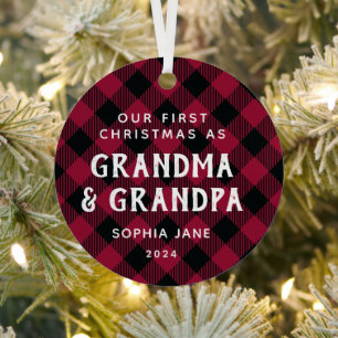 Grootouders Eerste Kerstmis Nieuwe Baby Foto's Metalen Ornament