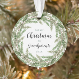 Grootouders Eerste Kerstmis Pine Wreatfoto Ornament