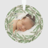Grootouders Eerste Kerstmis Pine Wreatfoto Ornament (achterkant)