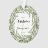 Grootouders Eerste Kerstmis Pine Wreatfoto Ornament (voorkant)