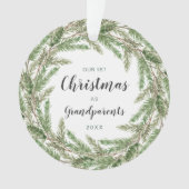 Grootouders Eerste Kerstmis Pine Wreatfoto Ornament (voorkant)