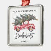 Grootouders Eerste Kerstmis Rode Vrauck Metalen Ornament (Links)