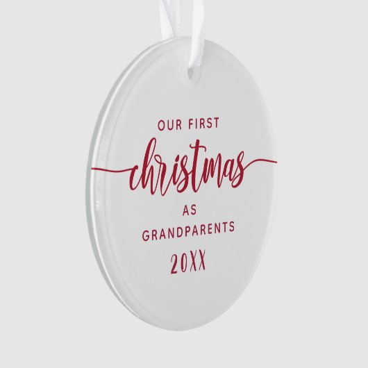 Grootouders Eerste Kerstmis Rood Manusfoto Ornament (voorkant)