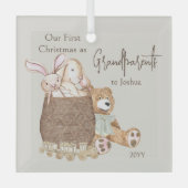 Grootouders Eerste Kerstmis Speelgoed Glas Ornament (Voorkant)