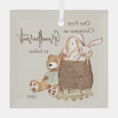 Grootouders Eerste Kerstmis Speelgoed Glas Ornament (Achterkant)