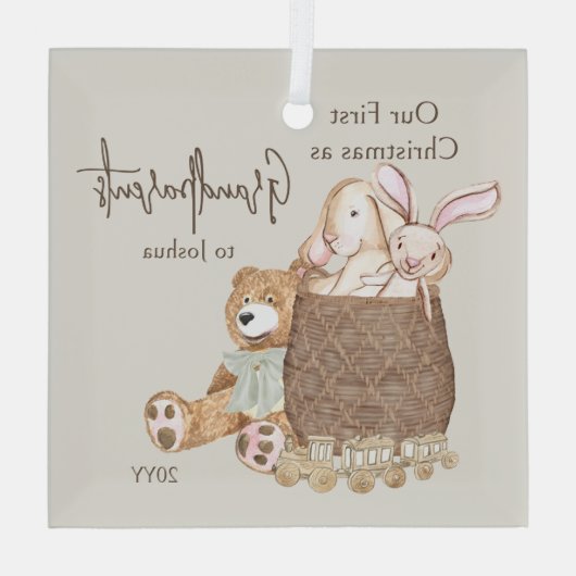 Grootouders Eerste Kerstmis Speelgoed Glas Ornament (Achterkant)