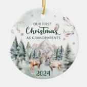 Grootouders Eerste Kerstmis Woodland Keramisch Ornament (Voorkant)