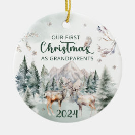Grootouders Eerste Kerstmis Woodland Keramisch Ornament