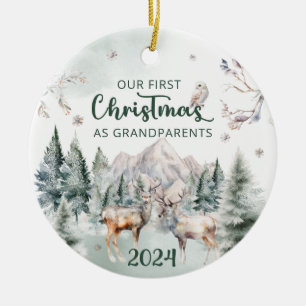 Grootouders Eerste Kerstmis Woodland Keramisch Ornament