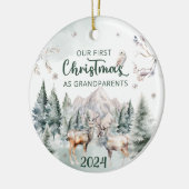 Grootouders Eerste Kerstmis Woodland Keramisch Ornament (Links)
